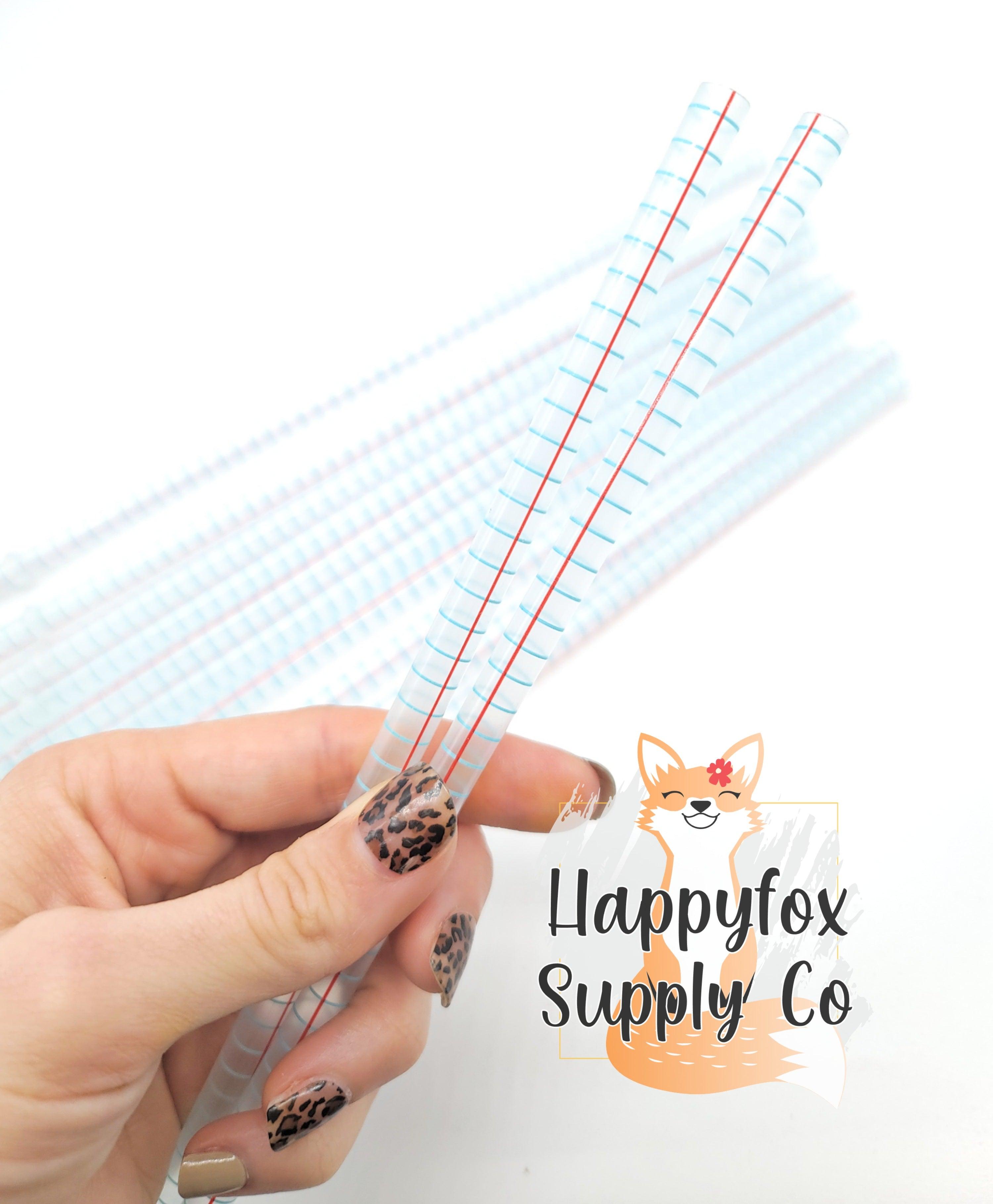 10" Reusable Plastic Lined Paper Teacher Print Straws - Happyfox Supply Co