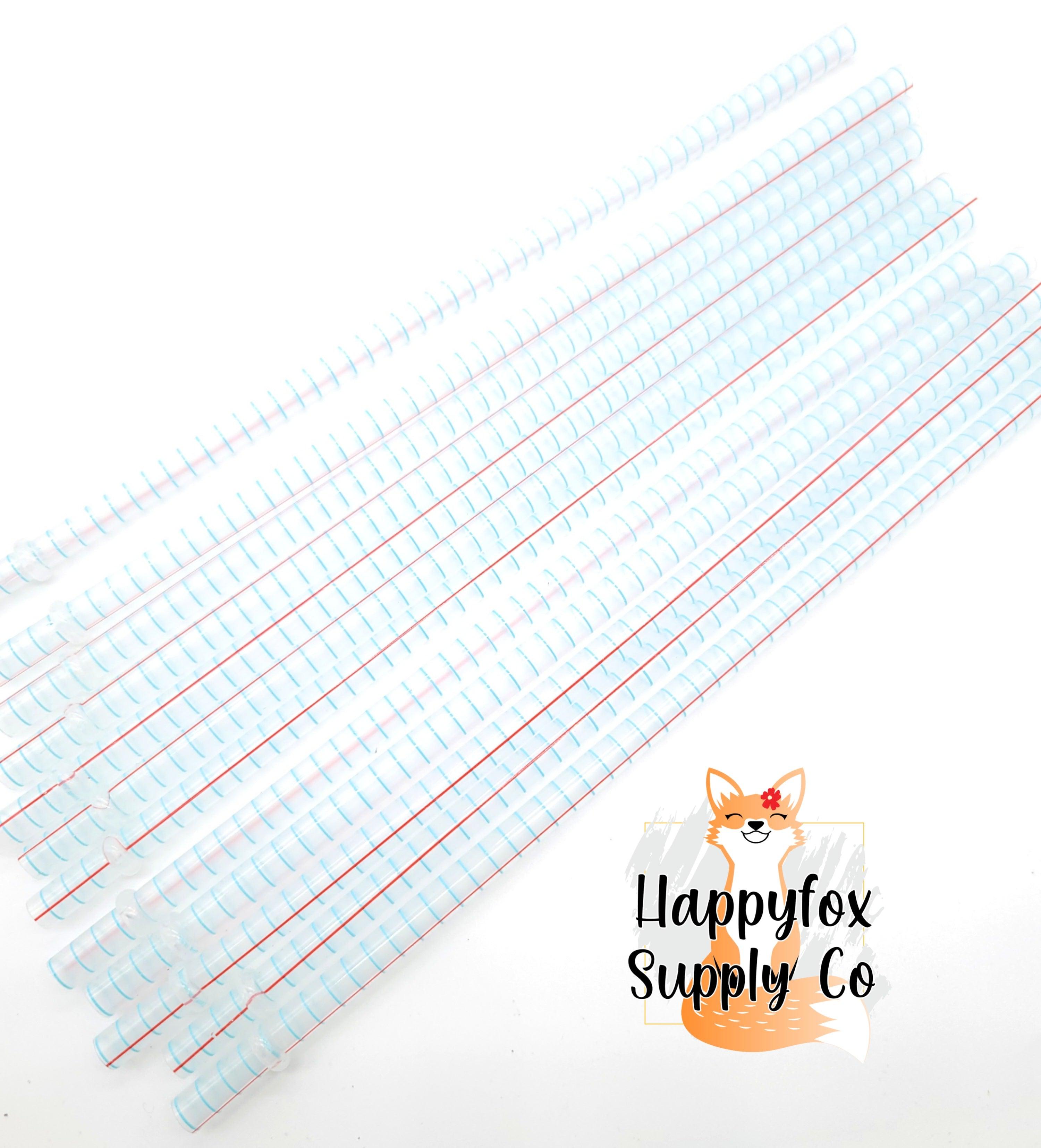 10" Reusable Plastic Lined Paper Teacher Print Straws - Happyfox Supply Co