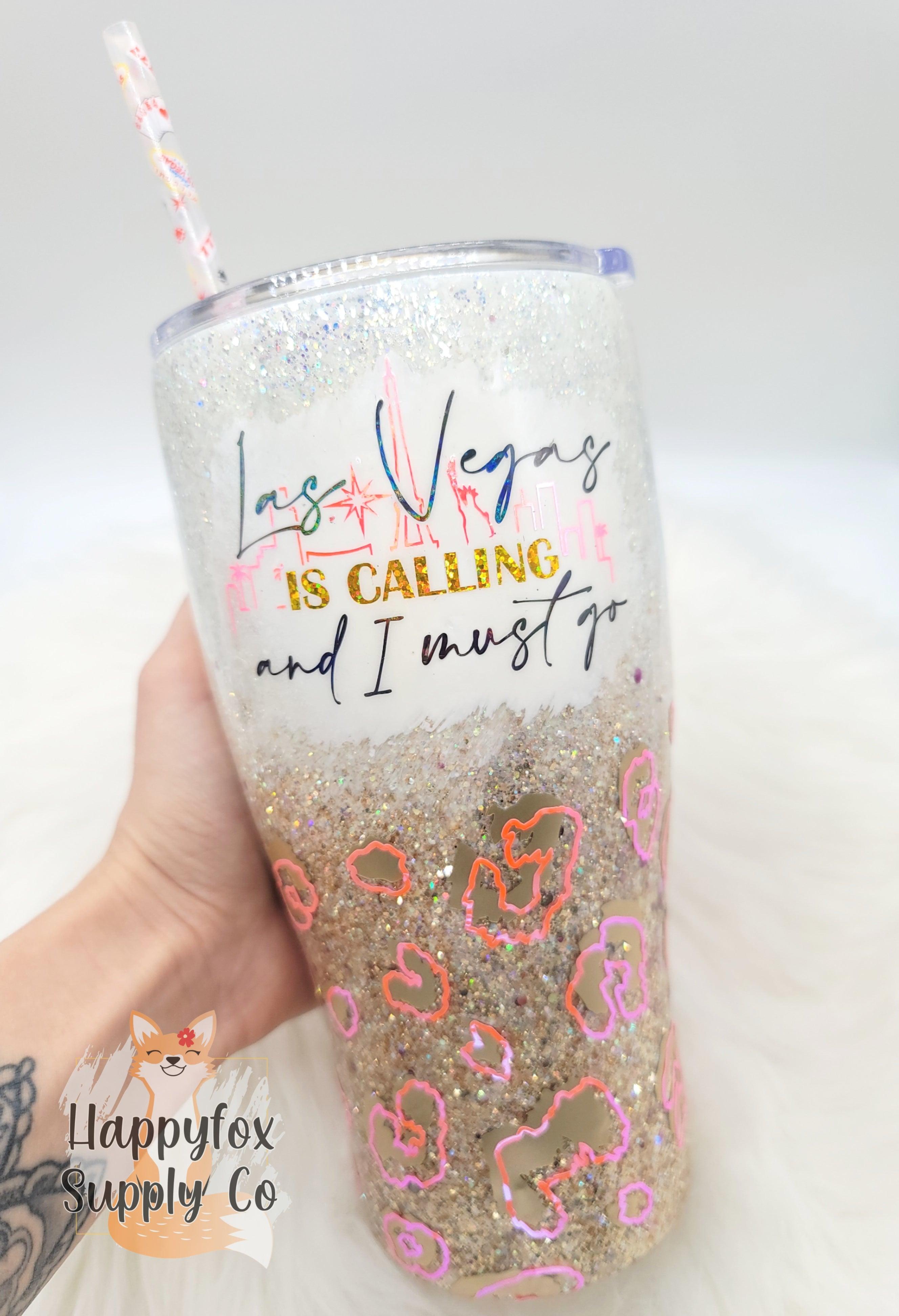 10" Reusable Plastic Las Vegas Print Straws - Happyfox Supply Co