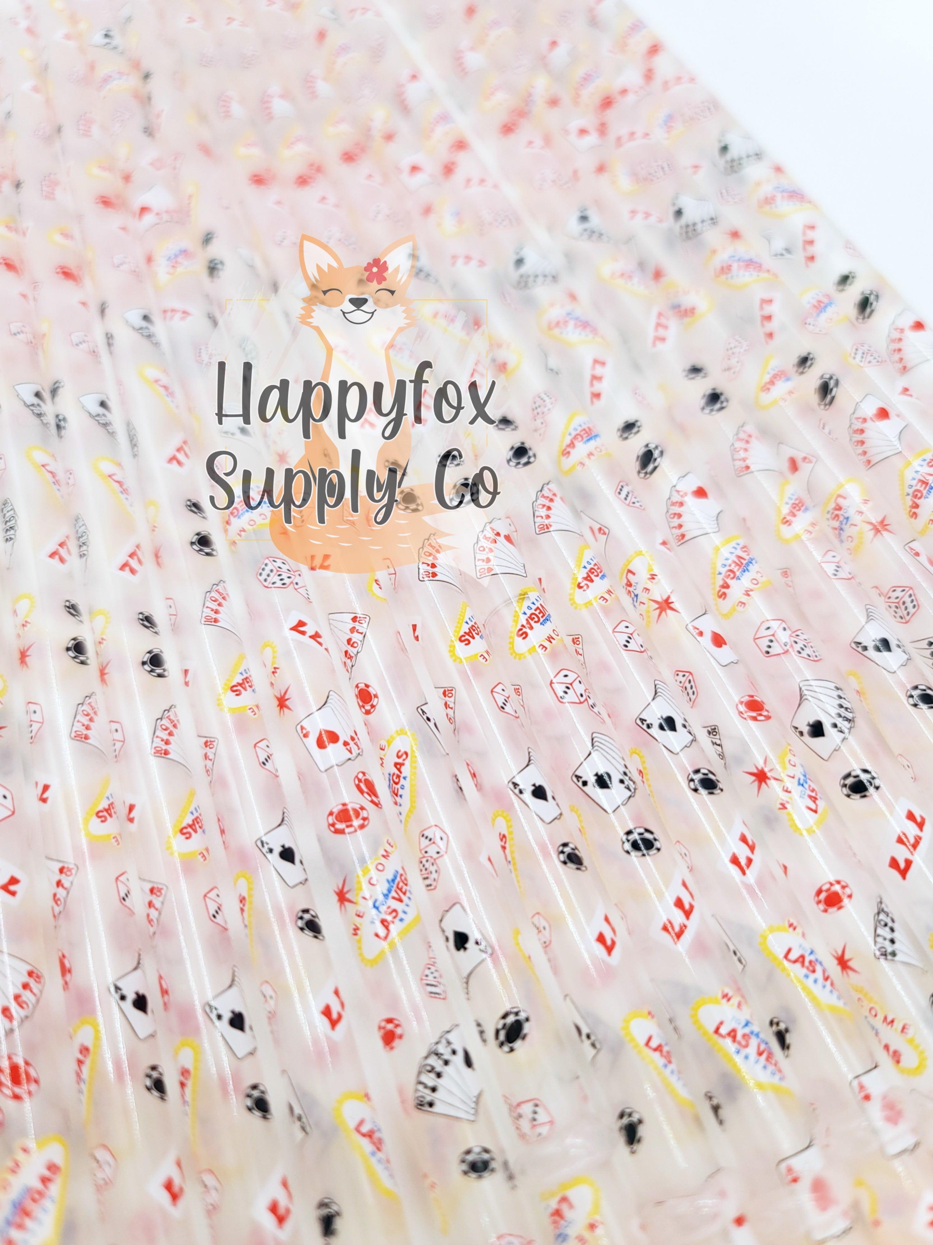 10" Reusable Plastic Las Vegas Print Straws - Happyfox Supply Co