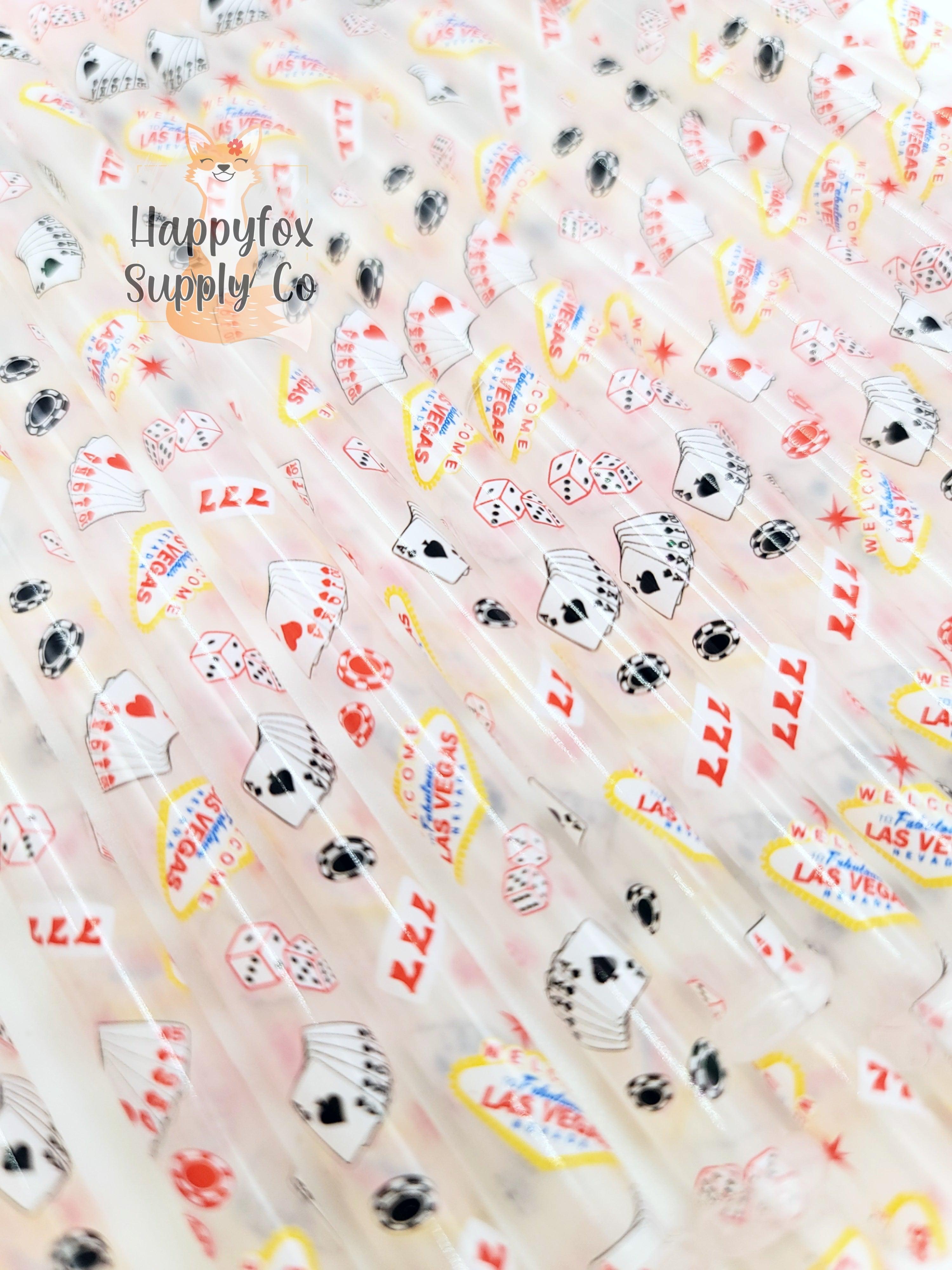 10" Reusable Plastic Las Vegas Print Straws - Happyfox Supply Co