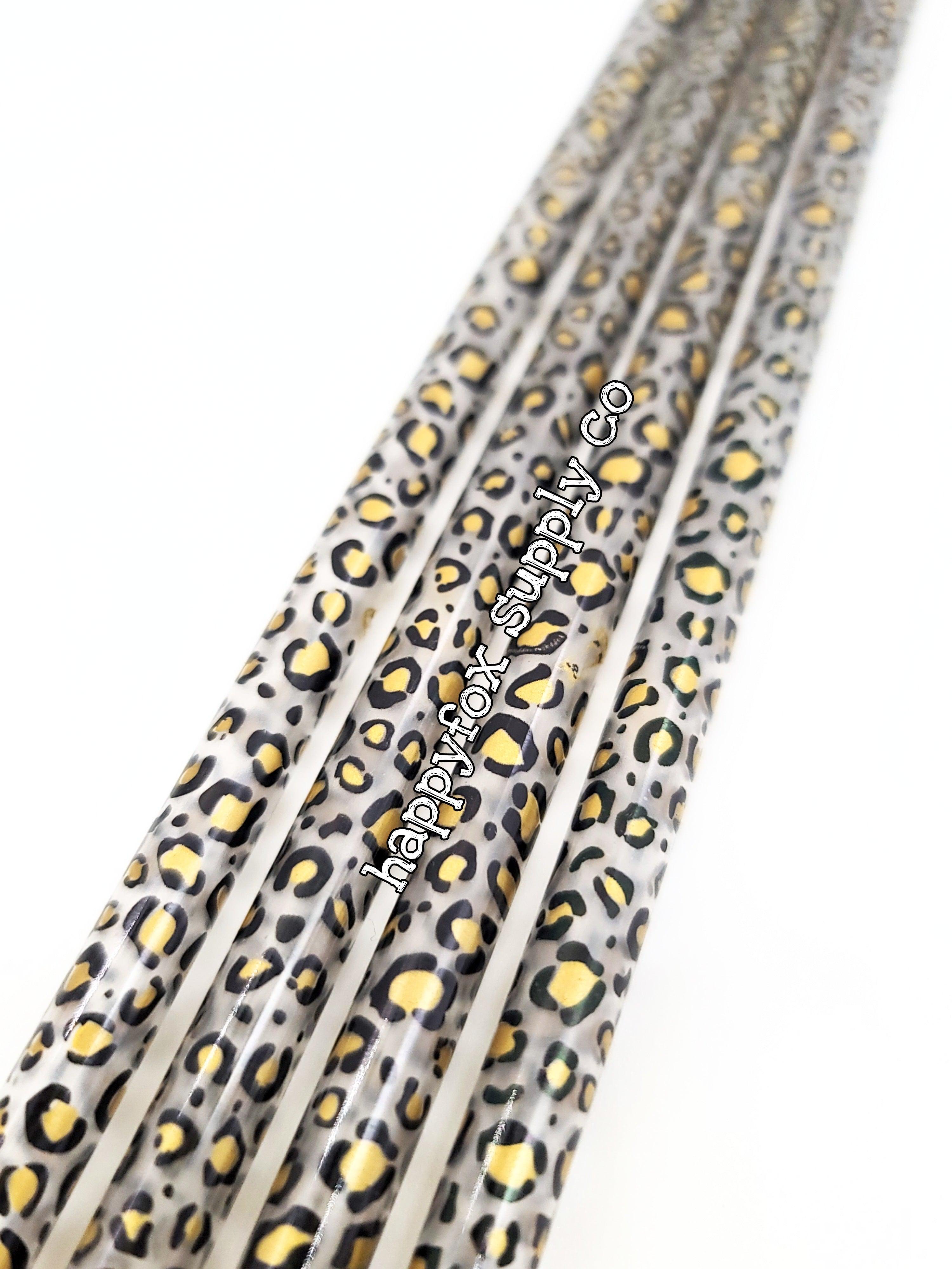 10" Reusable Plastic Metallic Leopard Straws - Happyfox Supply Co