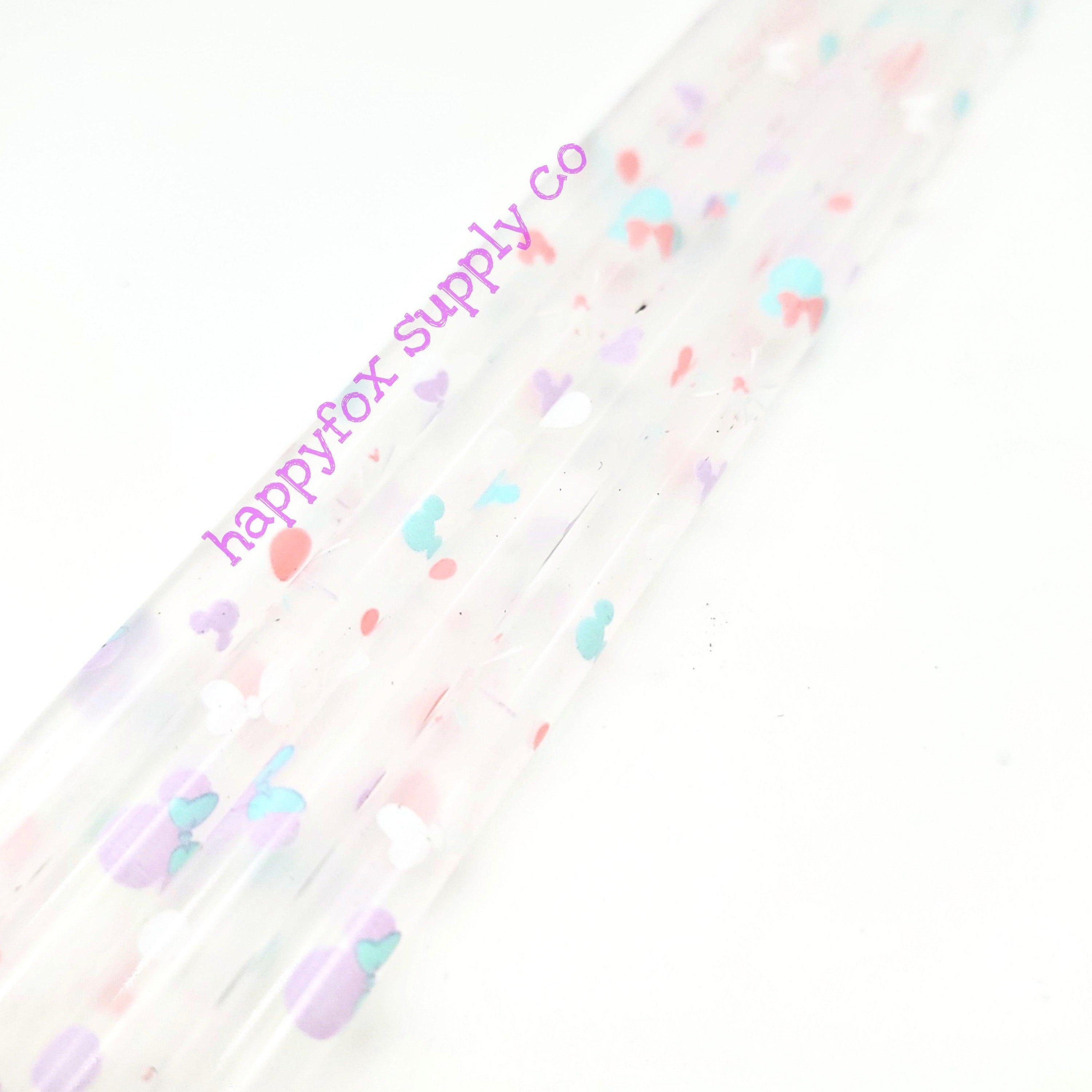 10" Reusable Plastic Pastel Mouse Fireworks Straws - Happyfox Supply Co