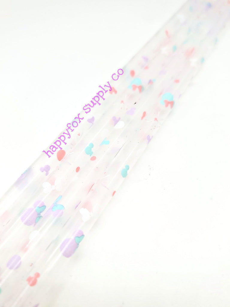 10" Reusable Plastic Pastel Mouse Fireworks Straws - Happyfox Supply Co