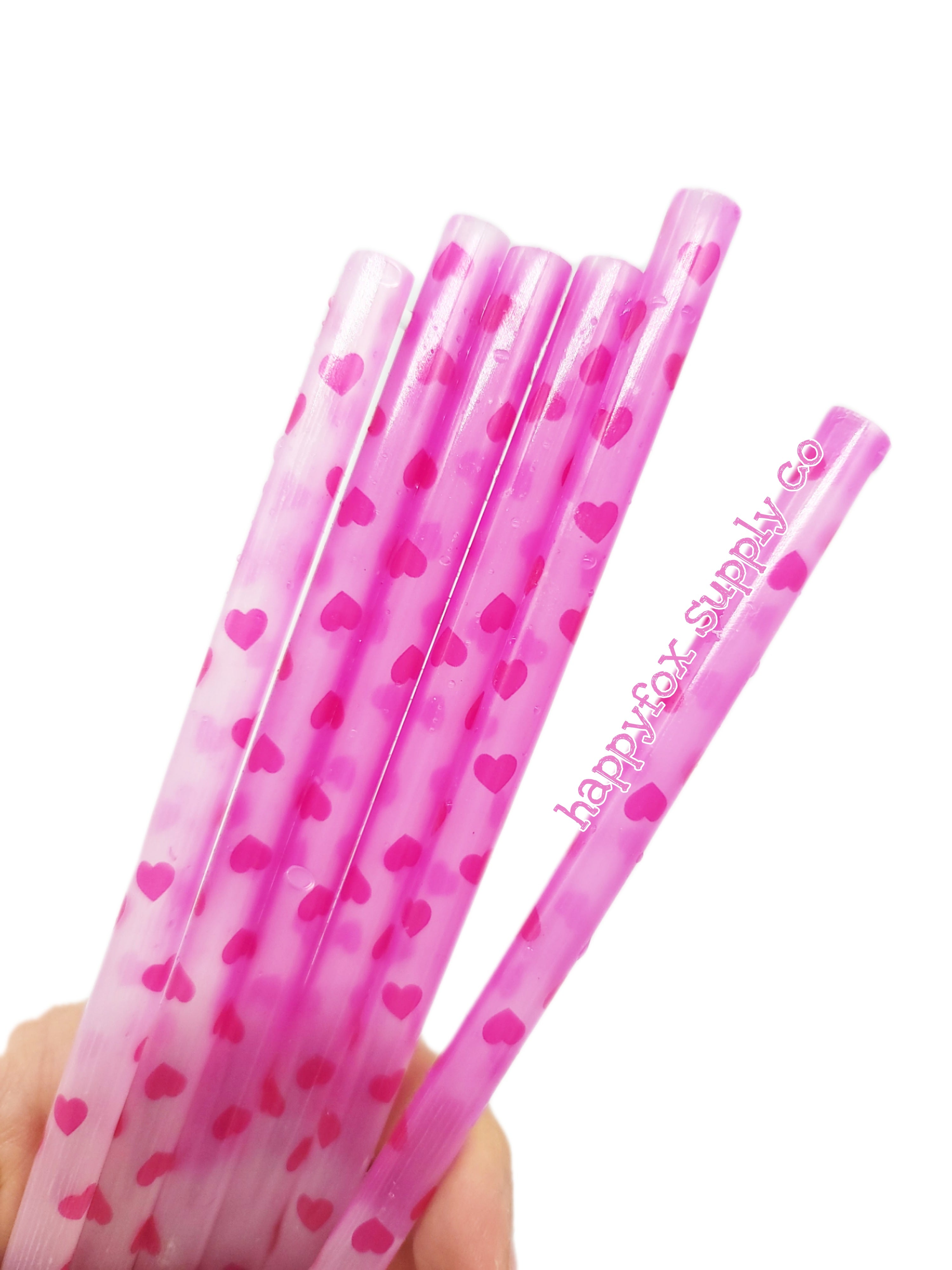 11 Reusable Straws Swirly Light Baby Pink Clear Plastic Acrylic