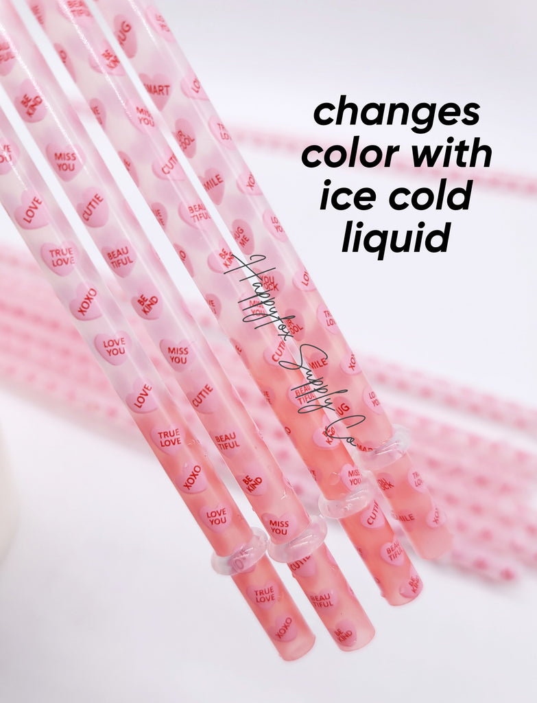 9 Pink Hearts Color Changing Straws No Stopper – Happyfox Supply Co