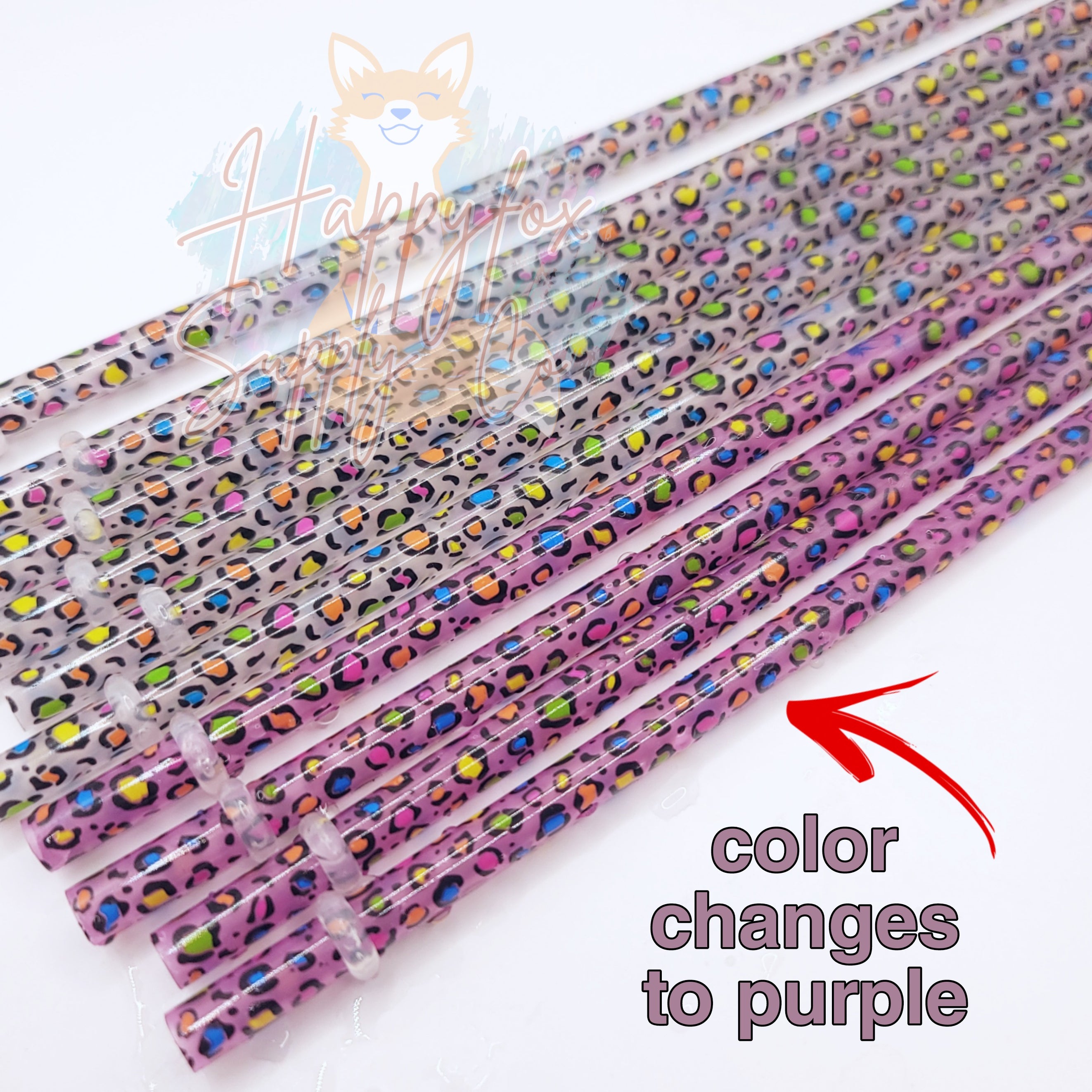 10" Neon Leopard Straws + Color Change