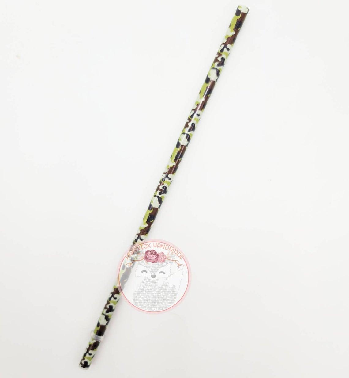 10" Reusable Plastic Green Camo Straws - Happyfox Supply Co