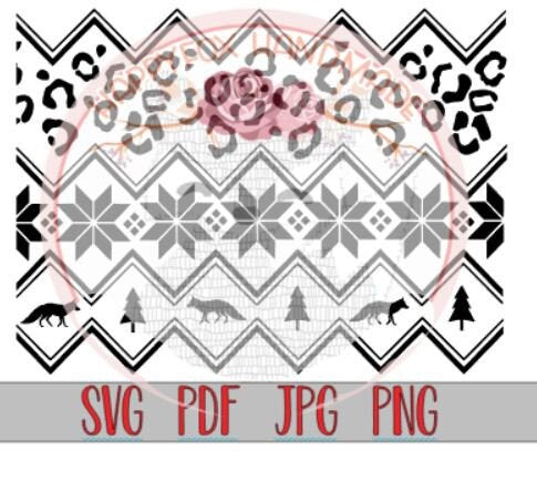 SVG/Waterslide/Sublimation Nordic Winter Pattern Fair Isle Leopard Digital Download .png .svg .pdf .jpg