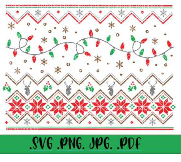 SVG/Waterslide/Sublimation Christmas Lights Fair Isle Sweater Pattern ...
