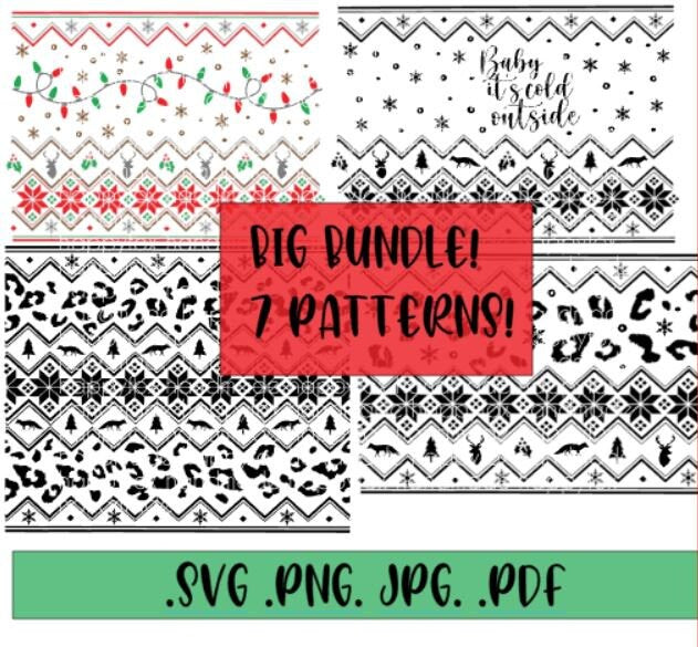 Big Bundle 7 Patterns Fair Isle Sweater Patterns Digital Download .png .svg .pdf .jpg