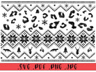 SVG/Waterslide/Sublimation Falling Snow Nordic Winter Pattern Fair Isle Leopard Digital Download .png .svg .pdf .jpg