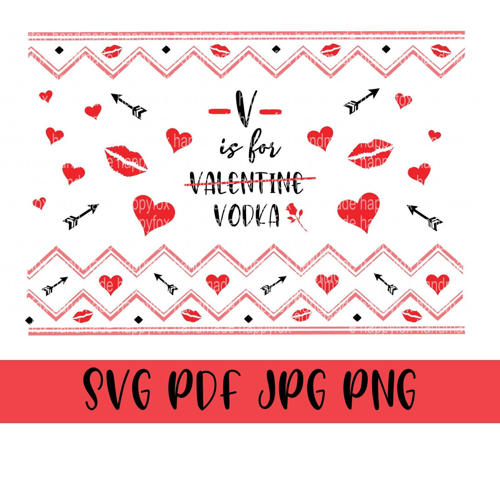 SVG/Waterslide/Sublimation Valentine's Day Pattern Fair Isle V is for Vodka Digital Download .png .svg .pdf .jpg