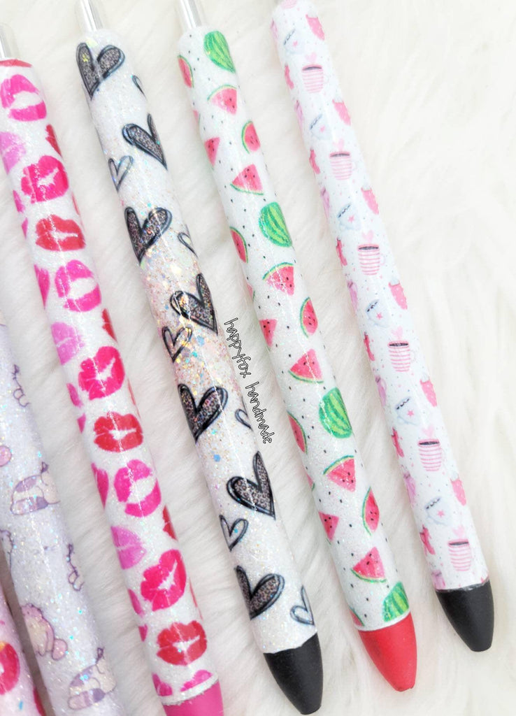 High Quality Seamless Glitter Pen Digital Template 10 Pack Cow Coffee Leopard Heart Lips Sunflowers Watermelon Donuts Waterslide Wrap - Happyfox Supply Co