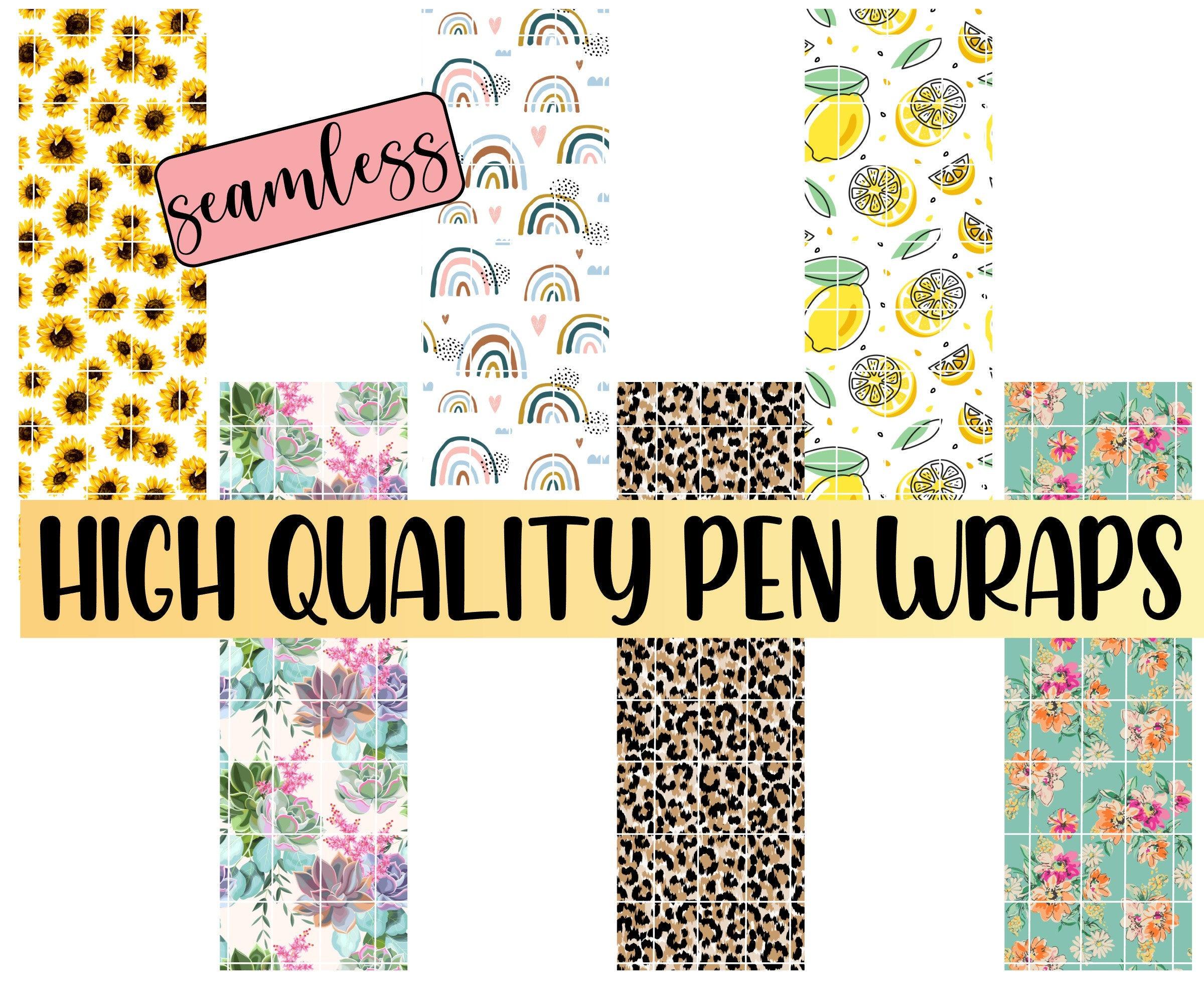 High Quality Seamless Glitter Pen Digital Template 6 Pack Fun Assortment Waterslide Wrap Lemons Succulents Leopard Floral Rainbow Sunflower - Happyfox Supply Co