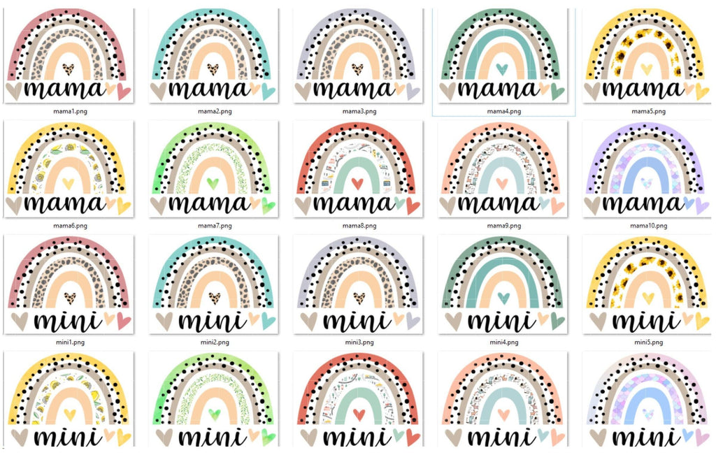 High Quality 20 Pack Rainbow Mama Rainbow Mini Digital Download .PNG Bonus .SVG | Waterslide | Sublimation | Printable Vinyl - Happyfox Supply Co