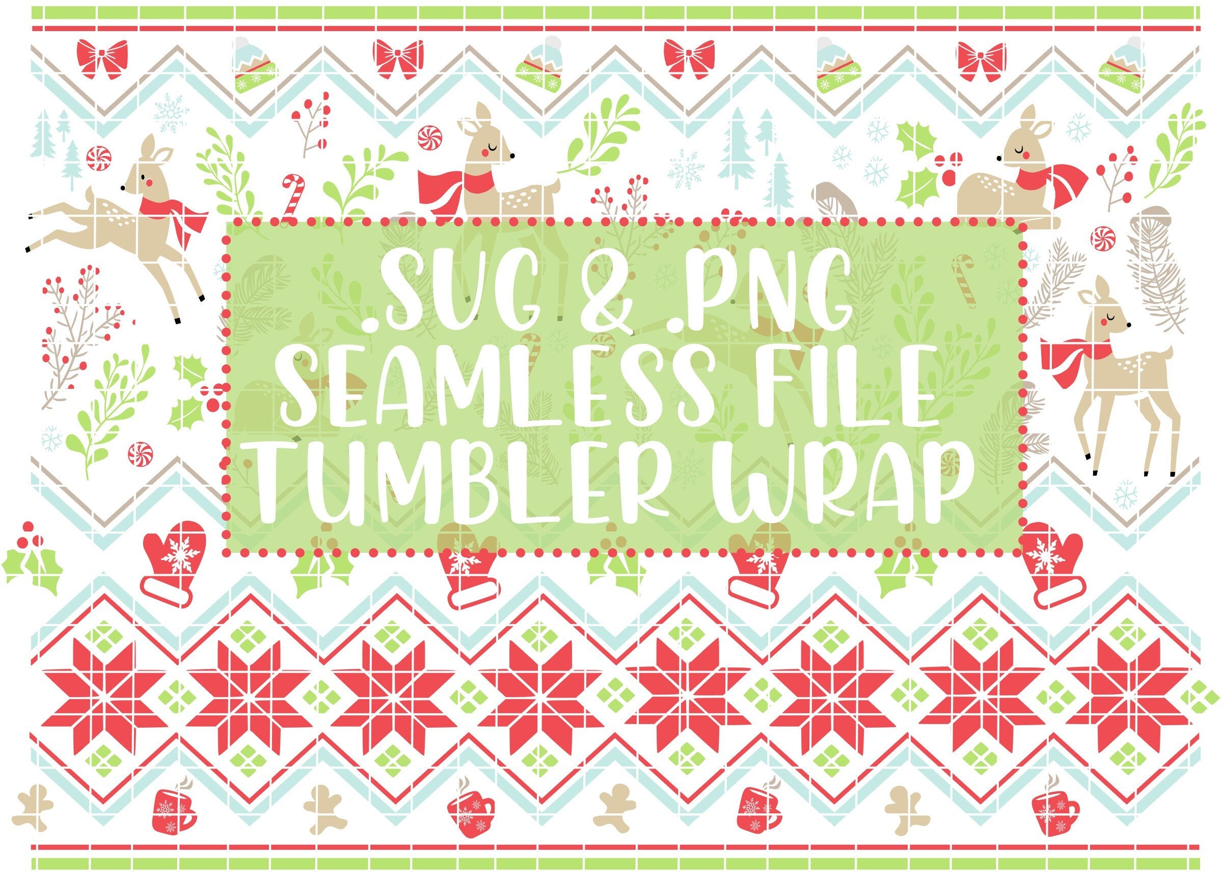 SVG/Waterslide/Sublimation Deer/Fawn Winter Pattern Fair Isle Digital Download .svg .png