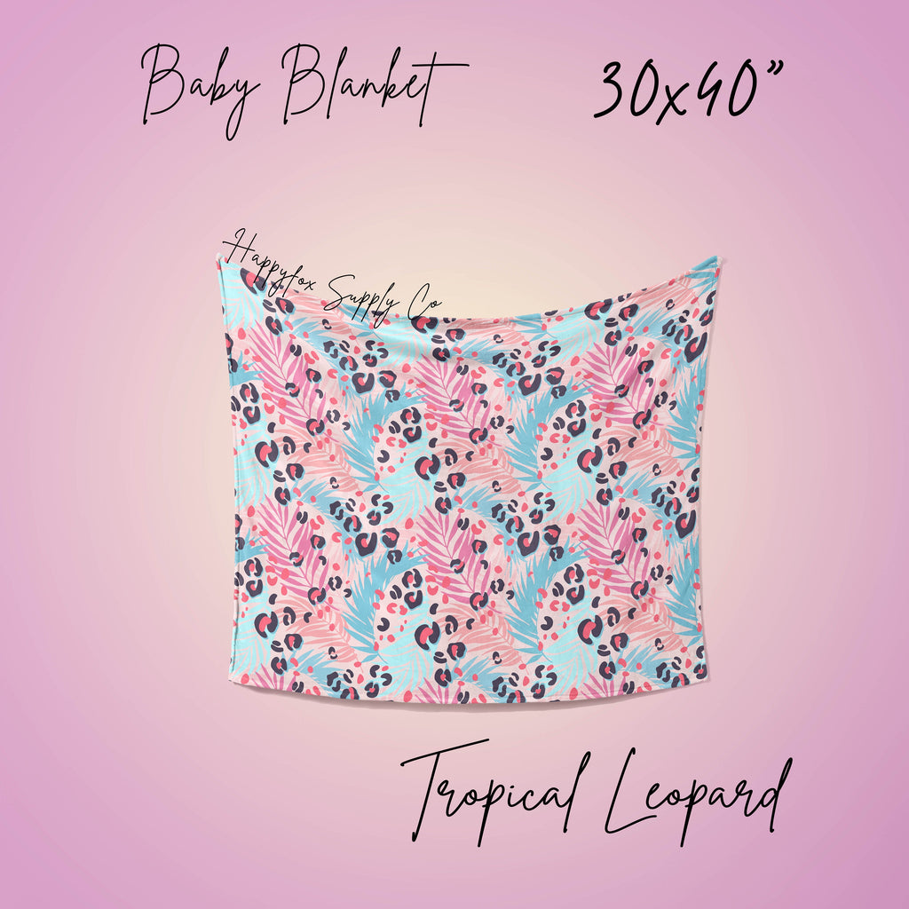 Tropical Leopard Plush Blanket | Leopard Lover Throw Blanket | Cute Summer Blanket | Cheetah Print | Palm Leaves