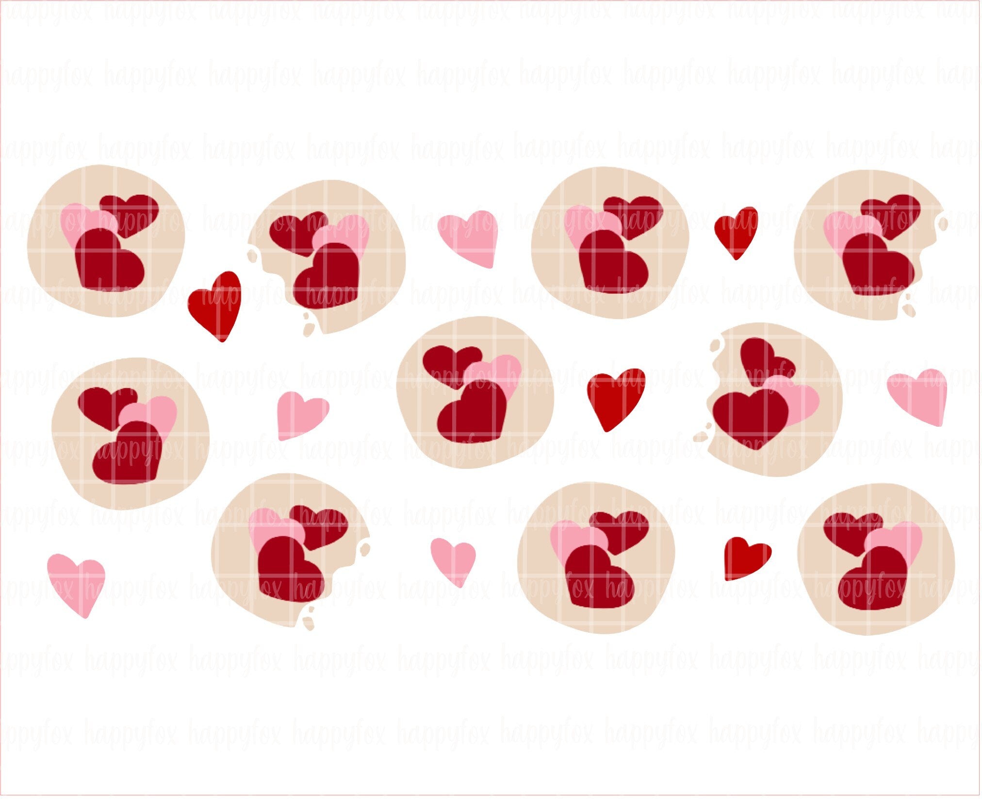 Digital Download 16oz Glass Can Wrap 300 DPI .PNG Valentine Cookies UVDTF Sublimation Printed Vinyl Transparent 16oz Wrap Heart Cookies