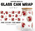 Digital Download 16oz Glass Can Wrap 300 DPI .PNG Valentine Cookies Inflated UVDTF Sublimation Printed Vinyl Transparent 16oz Wrap 3D Puffy
