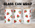 Digital Download 16oz Glass Can Wrap 300 DPI PNG Inflated Strawberries UVDTF Sublimation Printed Vinyl Transparent 16oz Wrap 3D Puffy Wrap