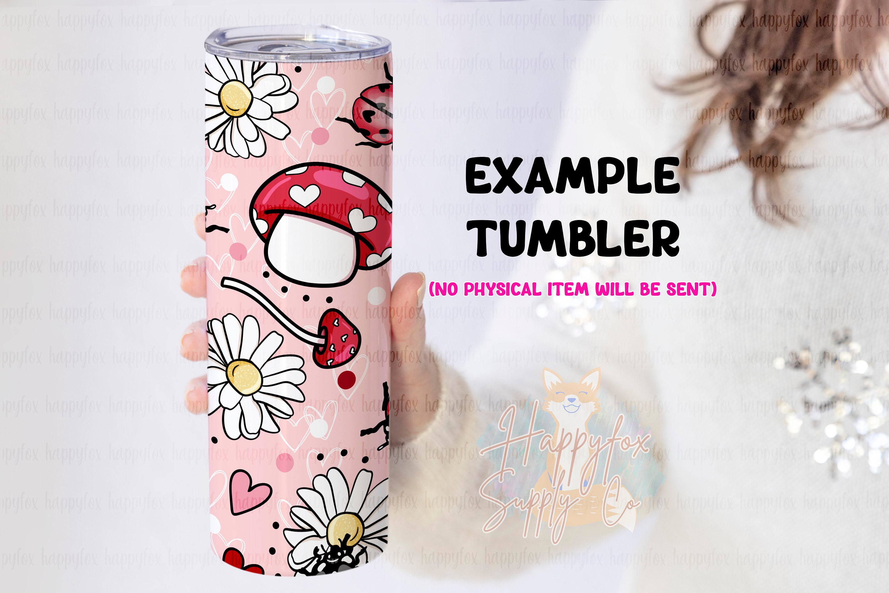 Seamless Cottagecore Valentine 20oz Skinny Tumbler Wrap Sublimation 300 DPI Straight Tumbler Wrap PNG Cottagecore Digital Wrap Ladybugs