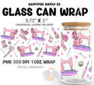 Digital Download 16oz Glass Can Wrap 300 DPI .PNG Sewing Machines UVDTF Sublimation Printed Vinyl Transparent 16oz Wrap Seamstress Sewer