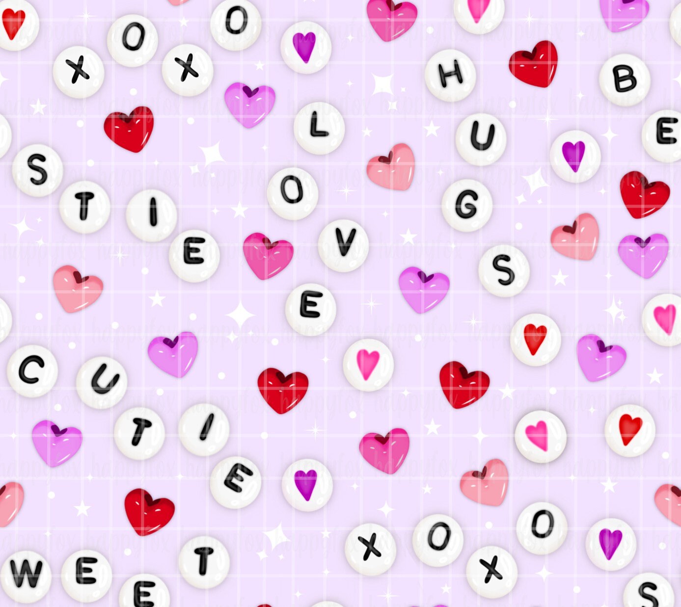 Seamless Valentine Friendship Beads XOXO 20oz Skinny Tumbler Wrap Sublimation 300 DPI Straight Tumbler Wrap PNG Valentines Day Digital Wrap