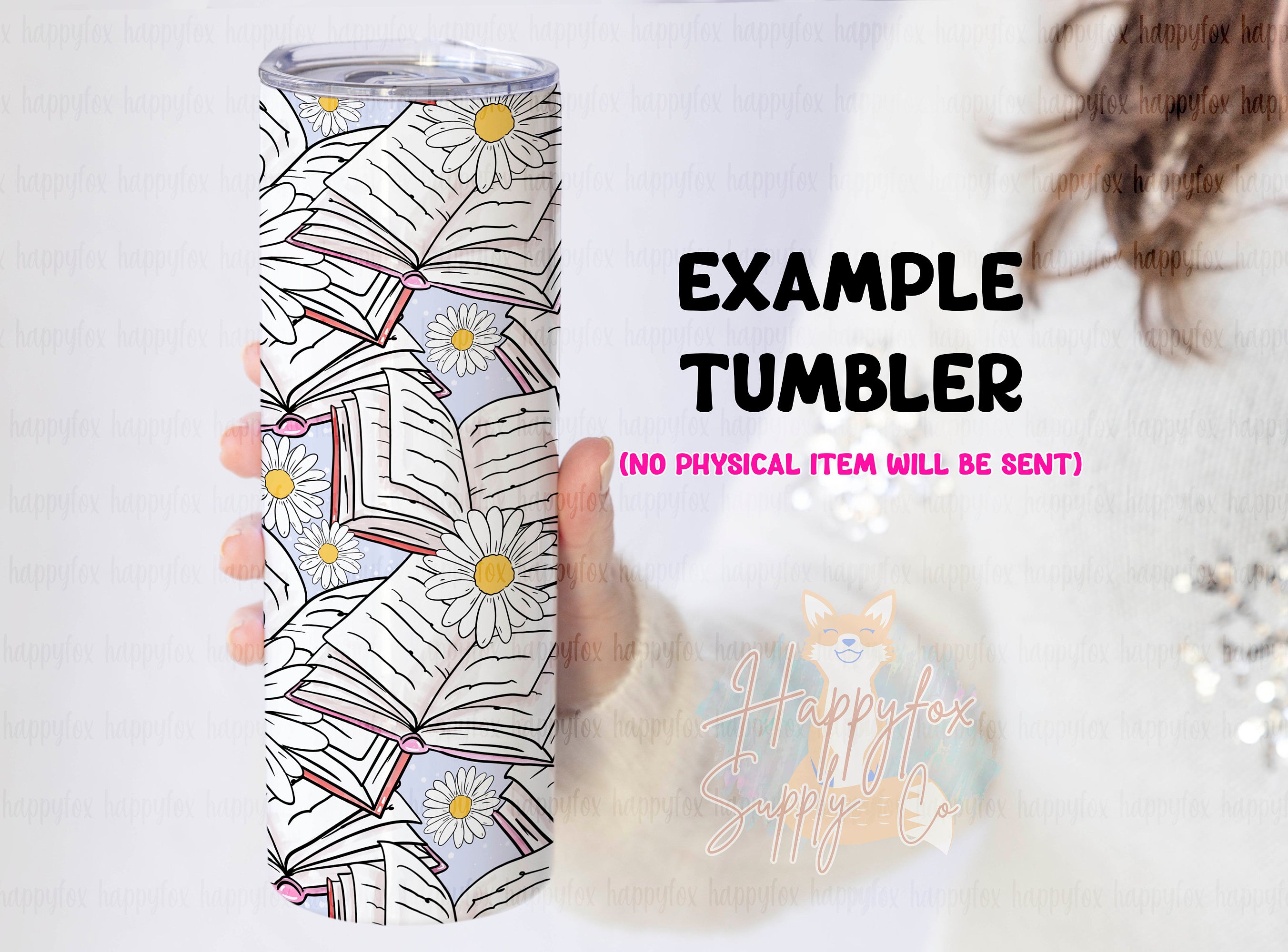 Digital File Bookish Lover Tumbler Wrap JPG Files For Tumblers Seamless Wrap Tumbler Wrap | Digital Wrap Sublimation Bookish Spring Daisies