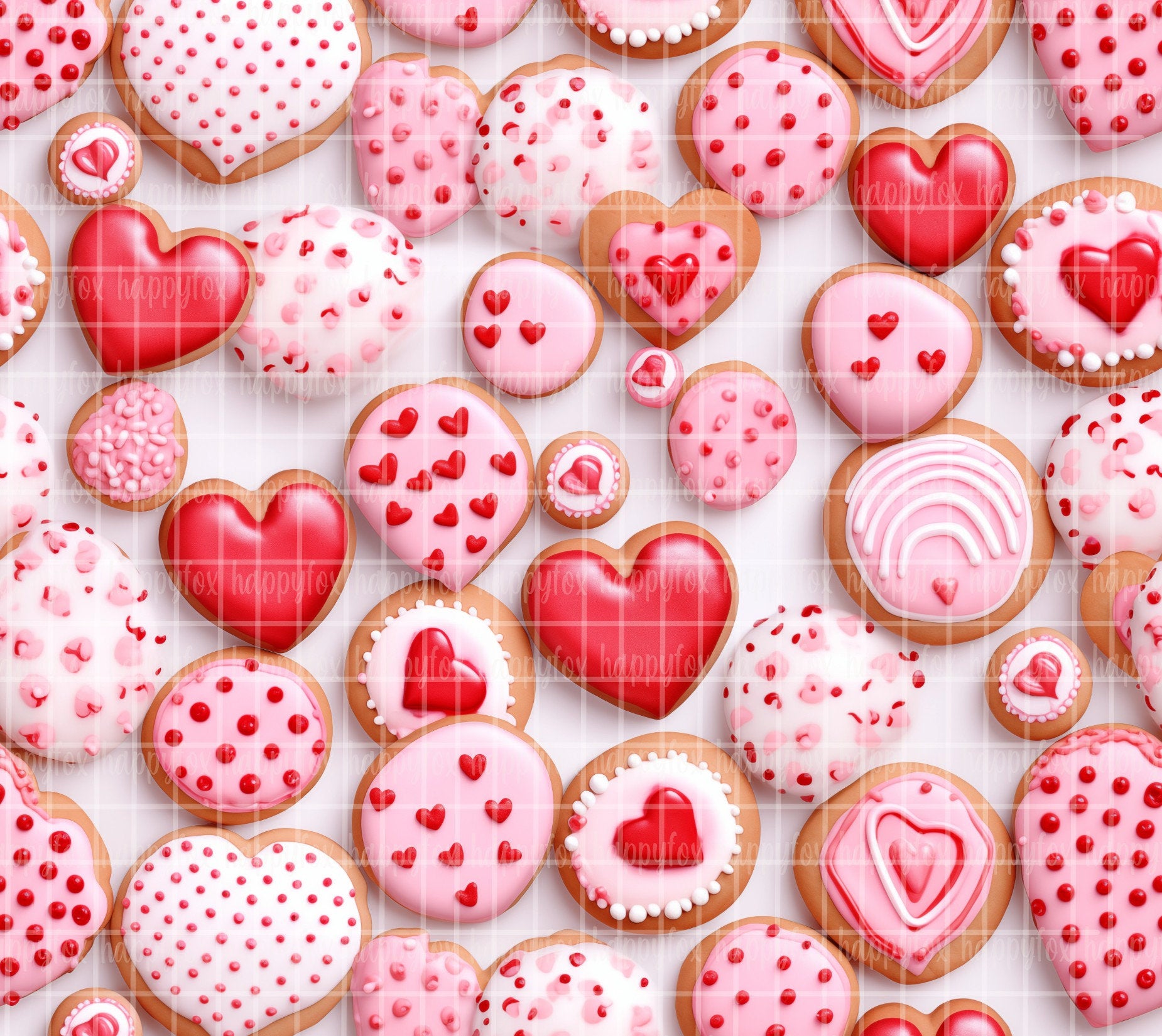 Valentine Heart Cookies 20oz Skinny Tumbler Wrap Sublimation Design, 300 DPI Straight Tumbler Wrap, Seamless Design Valentine Tumbler Wrap