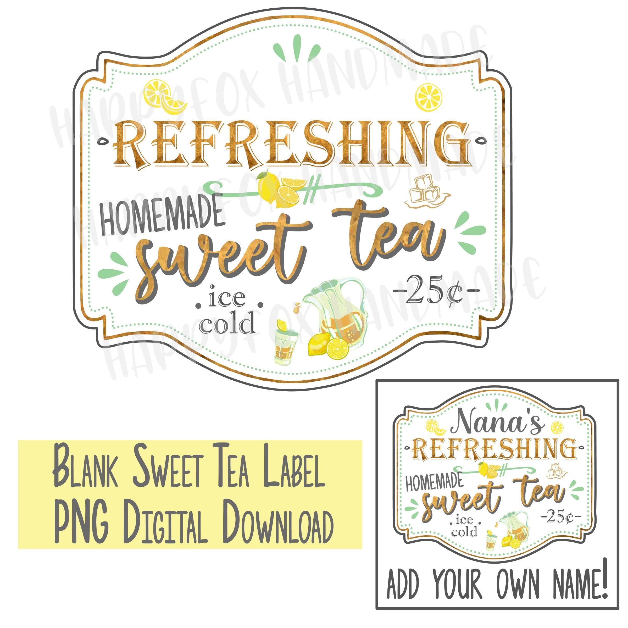 High Quality Customizable Sweet Tea Label PNG | Waterslide | Sublimation | Printable Vinyl - Happyfox Supply Co